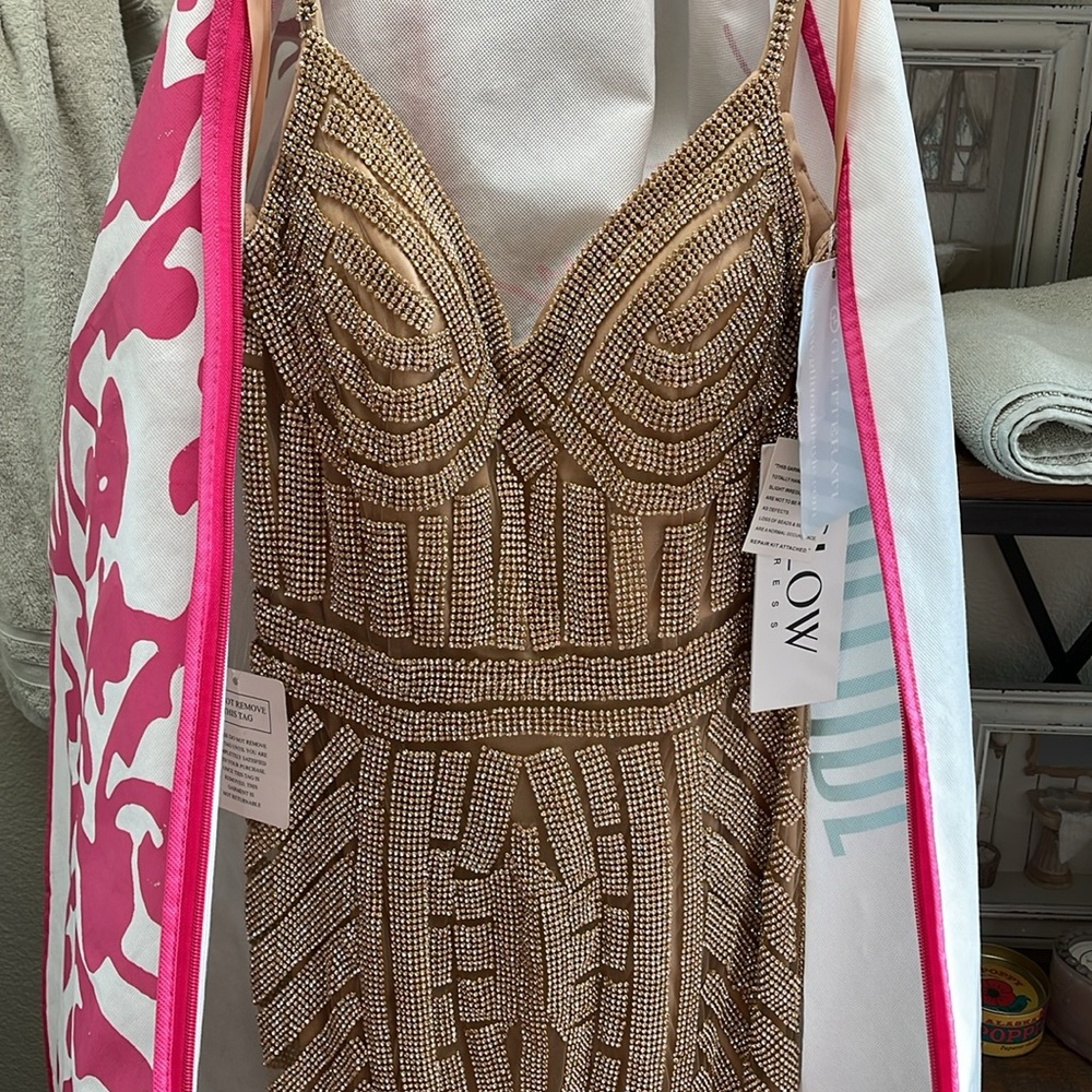 Stunning Gold Beaded Prom Dress
